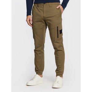 Calvin Klein pánské zelené kalhoty SKINNY WASHED CARGO - 31/NI (LB6)
