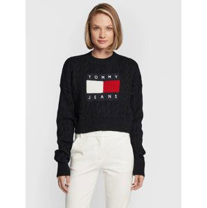 Tommy Jeans dámský černý svetr CENTER FLAG - XS (BDS)