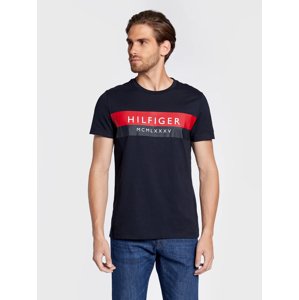 Tommy Hilfiger pánské tmavě modré triko Two Tone - XXL (DW5)