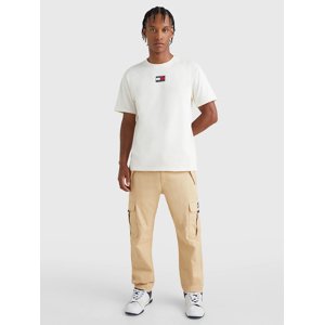 Tommy Jeans pánské krémové tričko Tommy - XL (YBH)