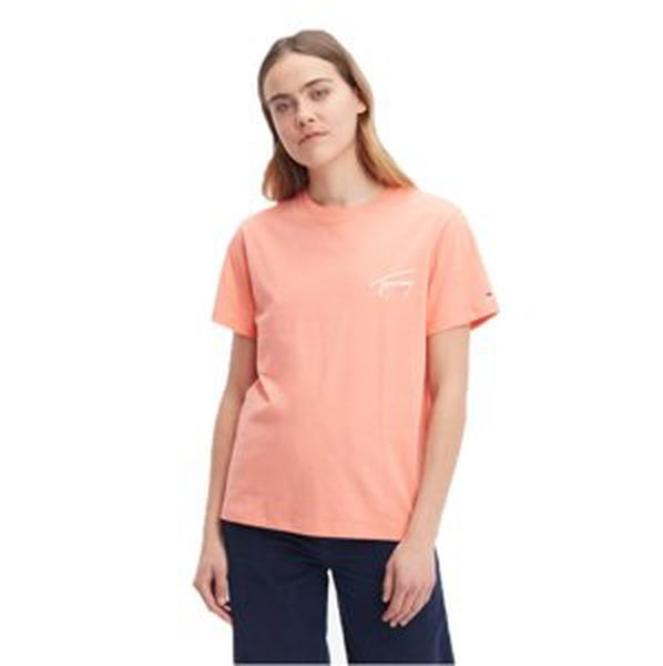 Tommy Jeans dámské oranžové triko SIGNATURE - M (TKL)