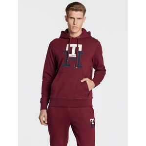 Tommy Hilfiger pánská vínová mikina - XL (VLP)