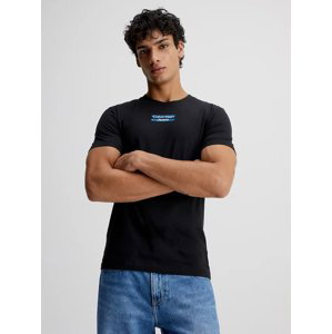 Calvin Klein pánské černé tričko TRANSPARENT STRIPE LOGO - M (BEH)