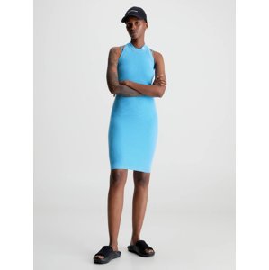 Calvin Klein dámské modré šaty HALTERNECK KNITTED DRESS