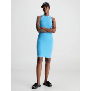Calvin Klein dámské modré šaty HALTERNECK KNITTED DRESS - S (CY0)