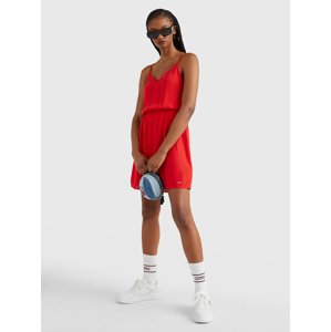 Tommy Jeans dámské červené šaty LACE STRAP - S (XNL)