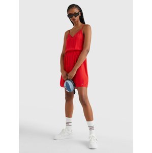 Tommy Jeans dámské červené šaty LACE STRAP - M (XNL)
