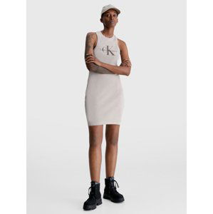 Calvin Klein dámské béžové šaty MINERAL DYE RIB TANK DRESS - XS (PE5)