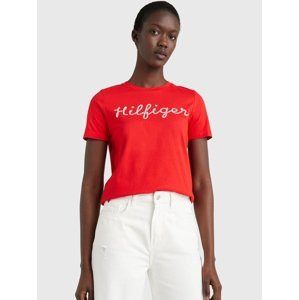 Tommy Hilfiger dámské červené tričko - L (SNE)