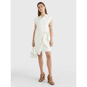 Tommy Hilfiger dámské smetanové šaty Linen - 38 (YBL)