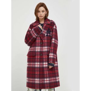 Tommy Hilfiger dámský vlněný kabát se vzorem tartan  - 36 (0QM)