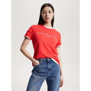 Tommy Hilfiger dámské červené tričko  - L (SNE)