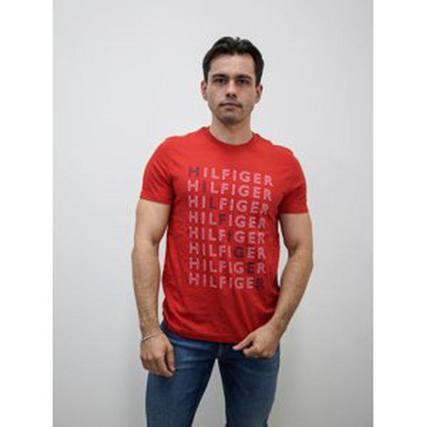 Tommy Hilfiger pánské červené tričko - XXL (XNJ)