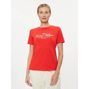 Tommy Hilfiger dámské červené tričko - XS (SNE)