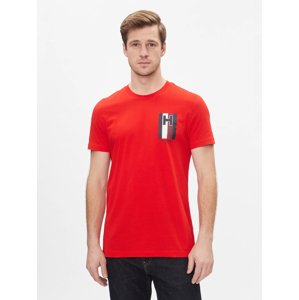 Tommy Hilfiger pánské červené triko Emblem - XL (XND)