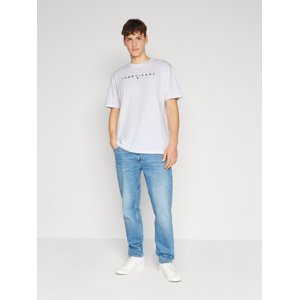Tommy Jeans pánské bílé tričko LINEAR LOGO - M (YBR)
