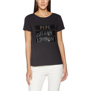 Pepe Jeans dámské černé tričko Moma s měnícími se flitry - XS (999)