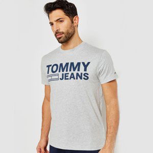 Tommy Jeans pánské šedé tričko Essential - XL (038)