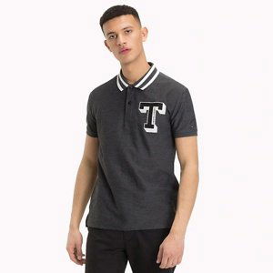 Tommy Hilfiger pánské tmavě šedé polo College - XXL (078)