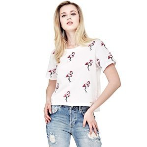 Guess dámské bílé tričko Flamingos - M (A000)