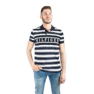 Tommy Hilfiger pánské tmavě modré pruhované polo Stripe