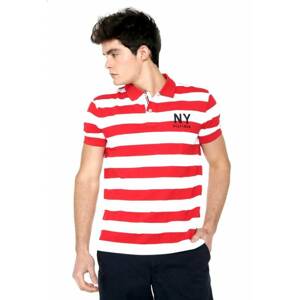 Tommy Hilfiger pánské červené pruhované polo Block - XXL (611)