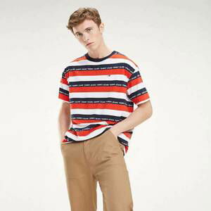 Tommy Hilfiger pánské červené pruhované tričko - L (667)