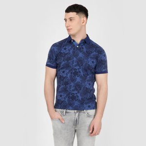 Pepe Jeans pánské modré vzorované polo Alexandre - XXL (563)