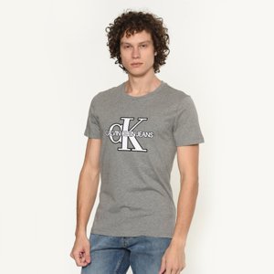 Calvin Klein pánské šedé tričko Monogram - XXL (039)