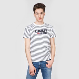 Tommy Hilfiger pánské bílé tričko s proužkem