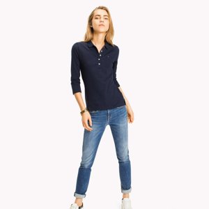 Tommy Hilfiger dámské tmavě modré polo s 3/4 rukávem - XL (475)