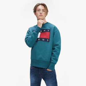 Tommy Hilfiger pánská zelená mikina Flag