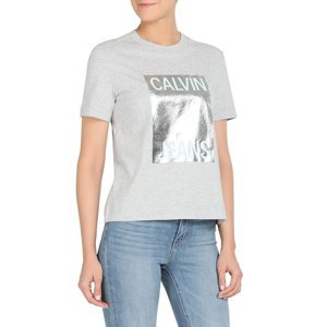 Calvin Klein dámské šedé tričko Silver - XS (038)