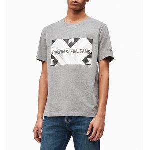 Calvin Klein pánské šedé tričko Patchwork - S (039)