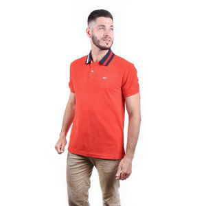 Tommy Jeans pánské červené polo Flag Neck - XXL (667)