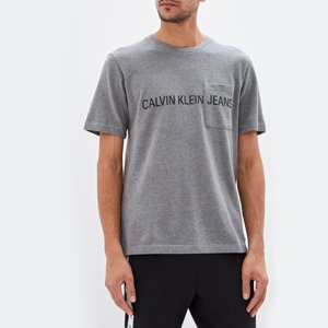 Calvin Klein pánské šedé vroubkované tričko - M (039)