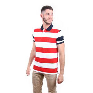 Tommy Hilfiger pánské pruhované polo Multi Block - L (0EY)