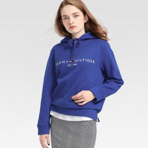 Tommy Hilfiger dámská modrá mikina s kapucí Hoodie - L (CKB)