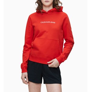 Calvin Klein dámská červená mikina s kapucí Terry - XL (XA7)