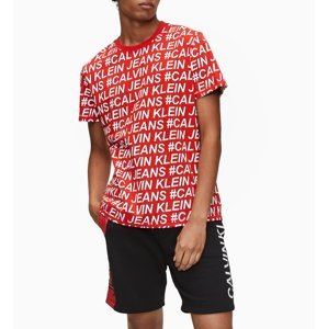 Calvin Klein pánské červené tričko s celoplošným potiskem - S (0KP)