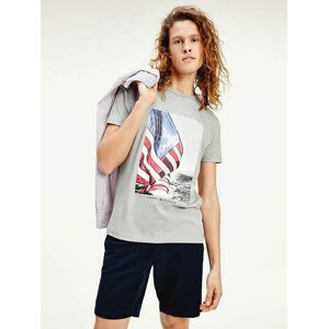 Tommy Hilfiger pánské šedé tričko Flag - M (P92)