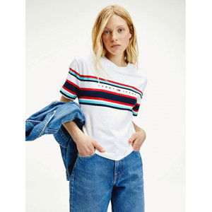 Tommy Jeans dámské bílé tričko Stripe