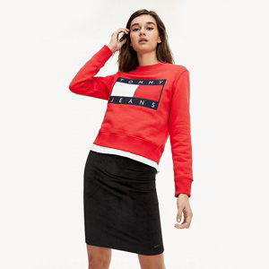 Tommy Jeans dámská červená mikina Flag - XS (XA9)