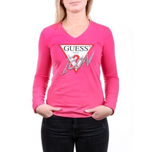 Guess dámské růžové tričko s dlouhým rukávem
