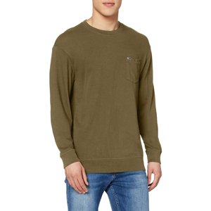 Tommy Jeans pánské khaki tričko s dlouhým rukávem - XL (L8Q)