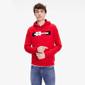 Tommy Hilfiger pánská červená mikina Logo - XXL (XBE)