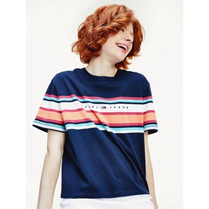 Tommy Jeans dámské tmavě modré tričko Stripe