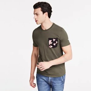 Guess pánské khaki tričko s kapsičkou