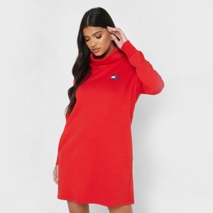 Tommy Jeans dámské červené šaty s dlouhým rukávem - M (XNL)
