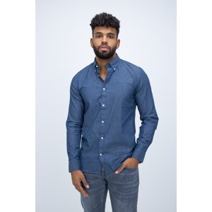 Tommy Hilfiger pánská tečkovaná košile Indigo - XL (1AB)